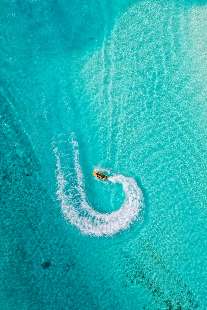 Aerial turquoise water