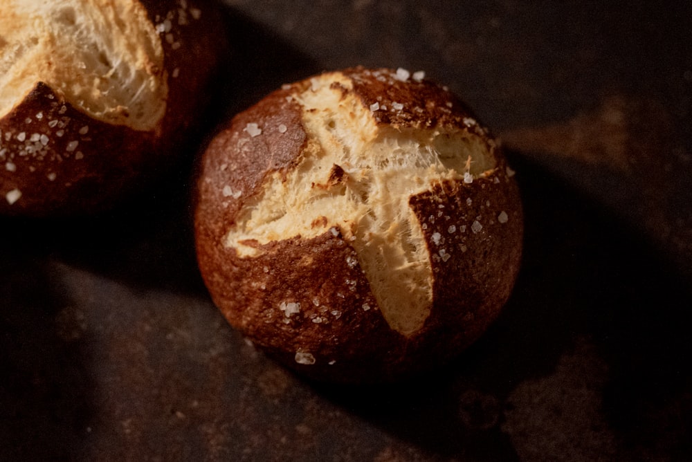 brown bread on black textile