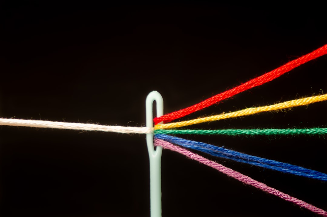  white red blue and green candy cane thread