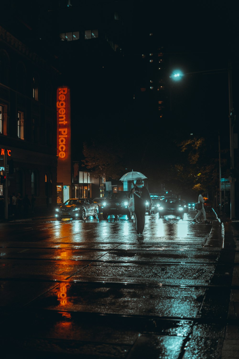 people walking on street during night time