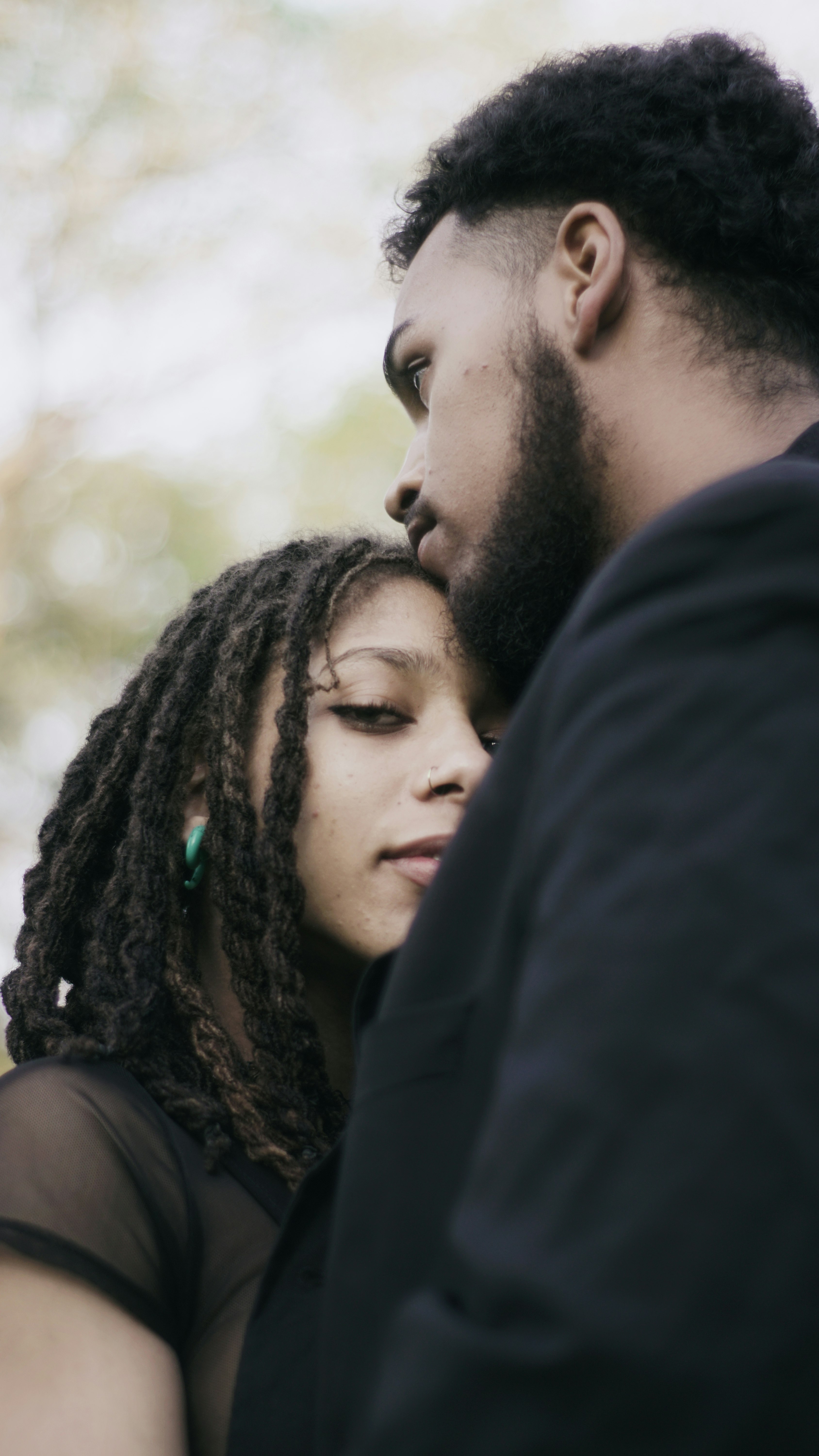 man and woman looking at each other