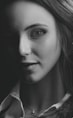 grayscale photo of womans face