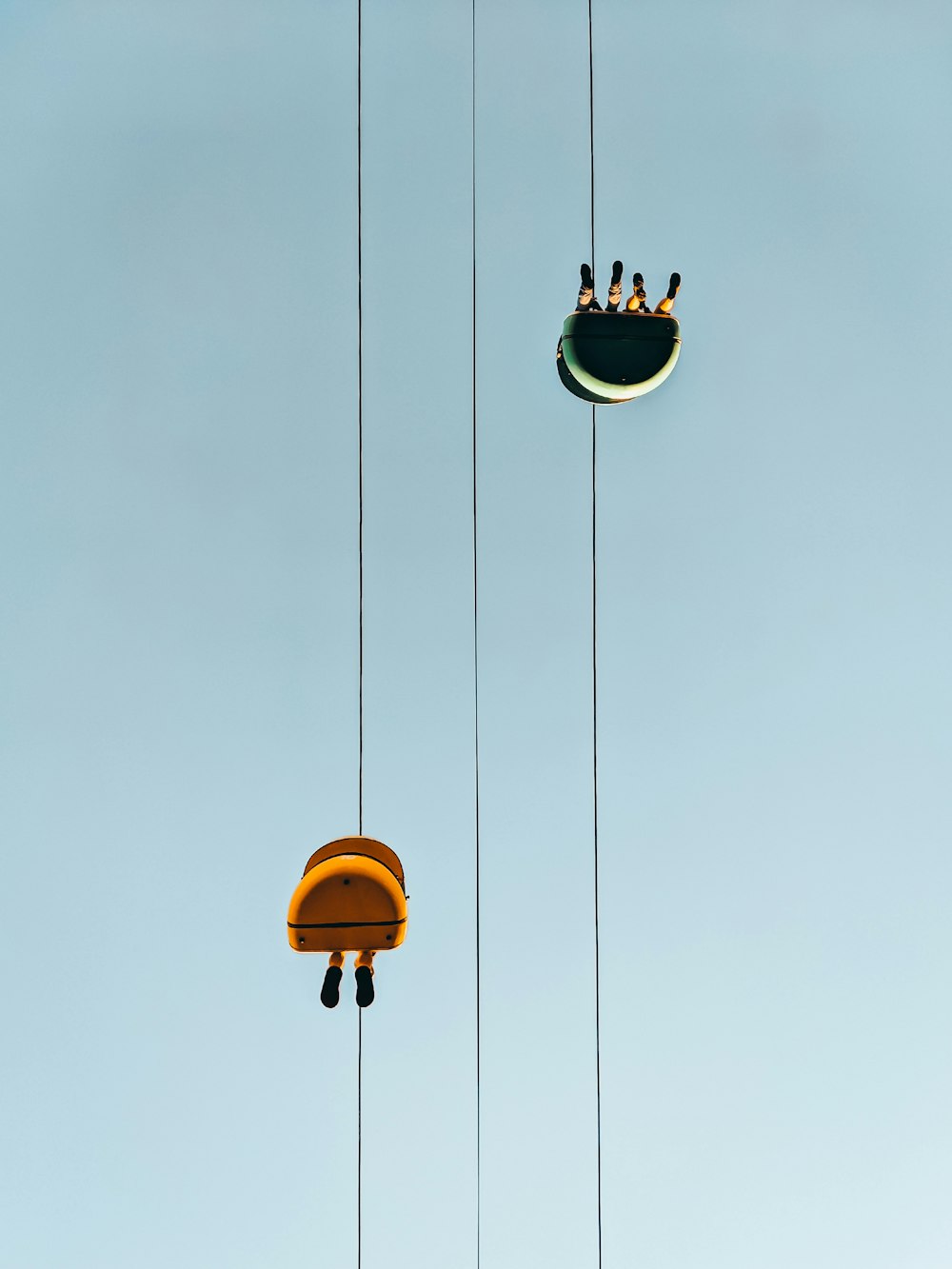 yellow and black cable cars