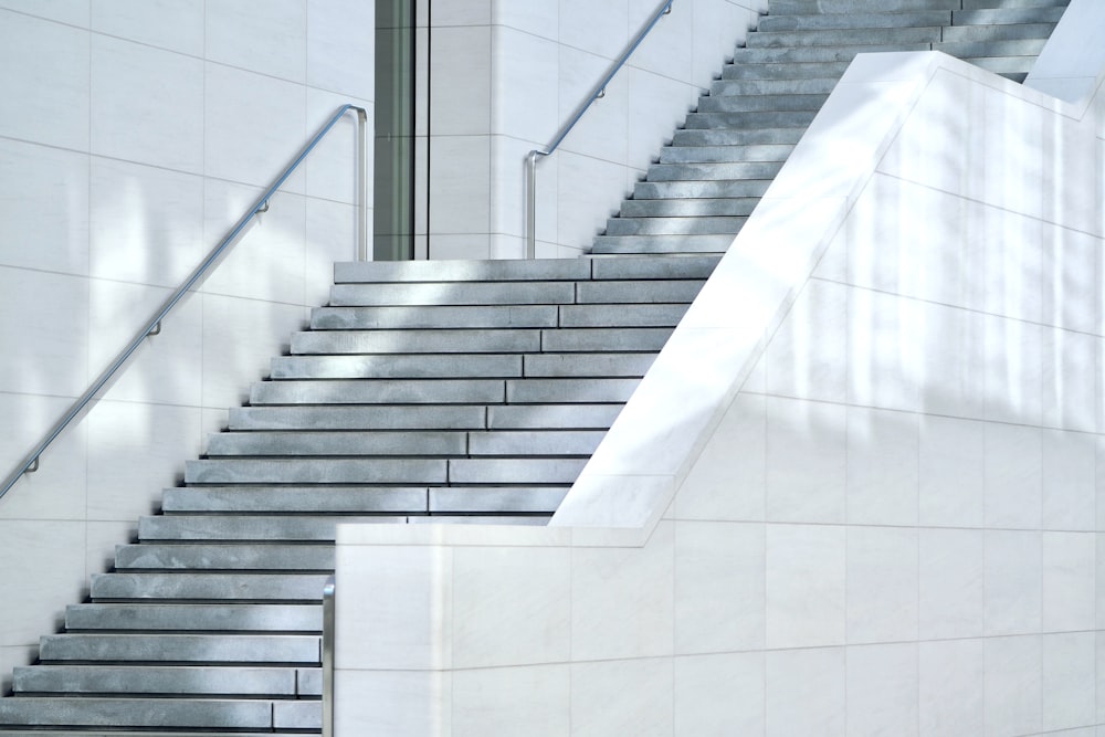 white and gray concrete staircase
