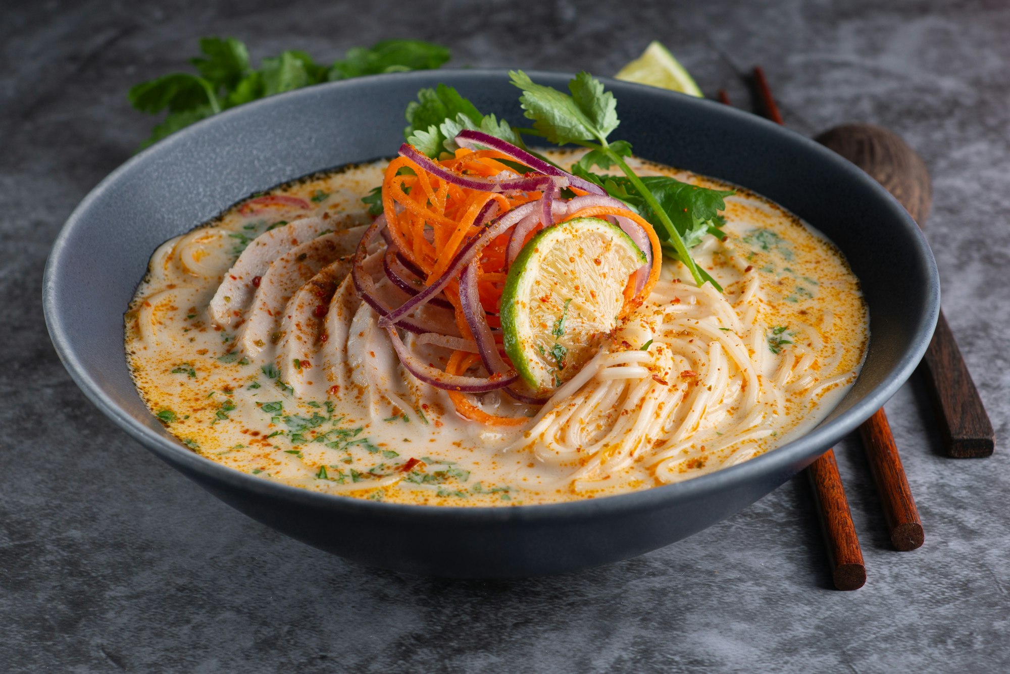 Thai Red Curry Noodle Soup with Chicken