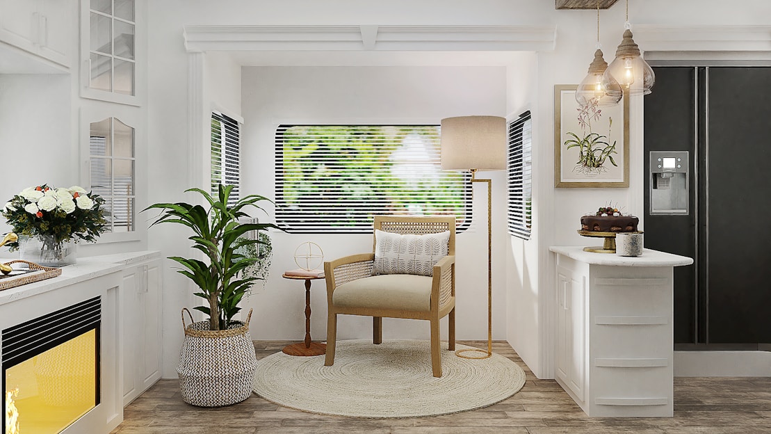 A cozy living room scene featuring elegant décor, warm lighting, and stylish kitchenware from Frostwood Vale LLC.