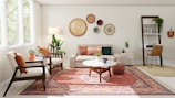 white and brown living room set