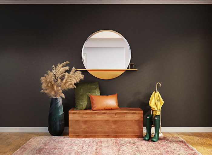 Banquette en bois et tissu