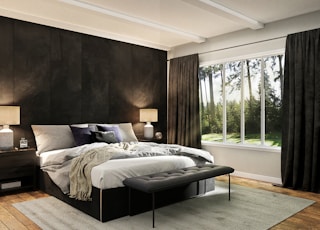 black and white bed linen