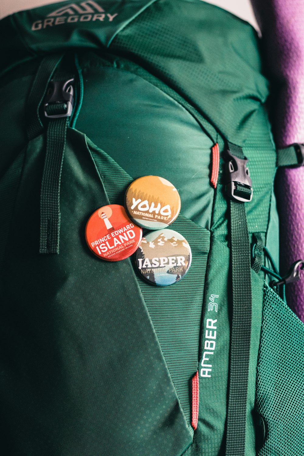 orange and white round pin