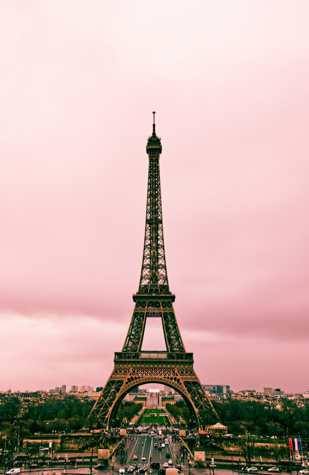 eiffel tower under gray sky