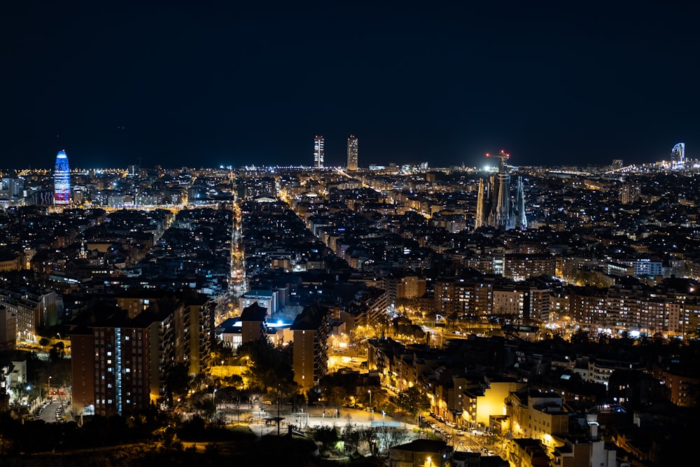 city lights during night time