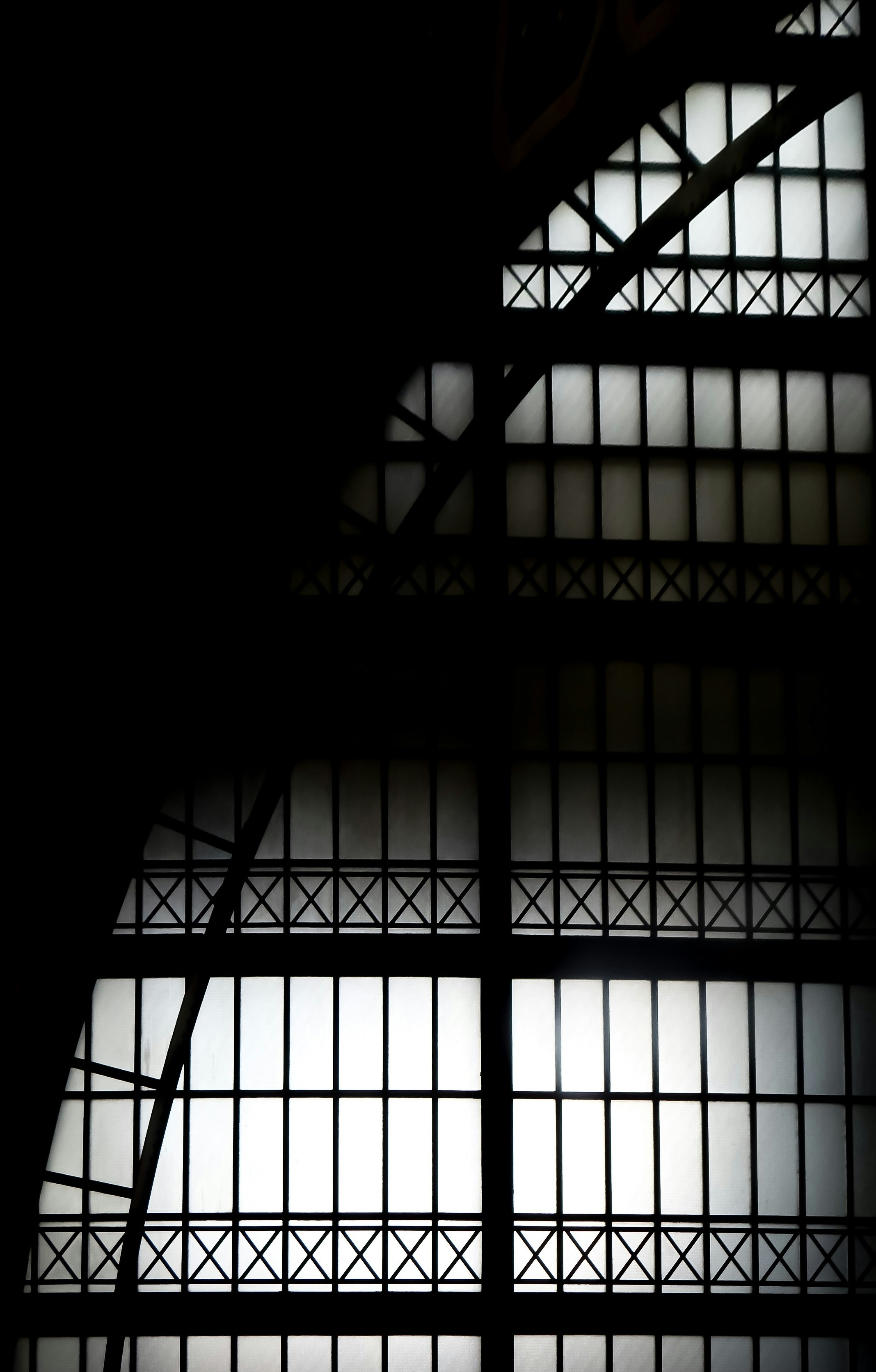 black metal frame glass window