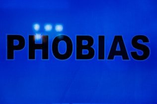 a blue sign that says phobias on it