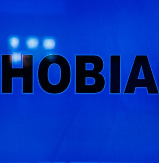 a blue sign that says phobias on it