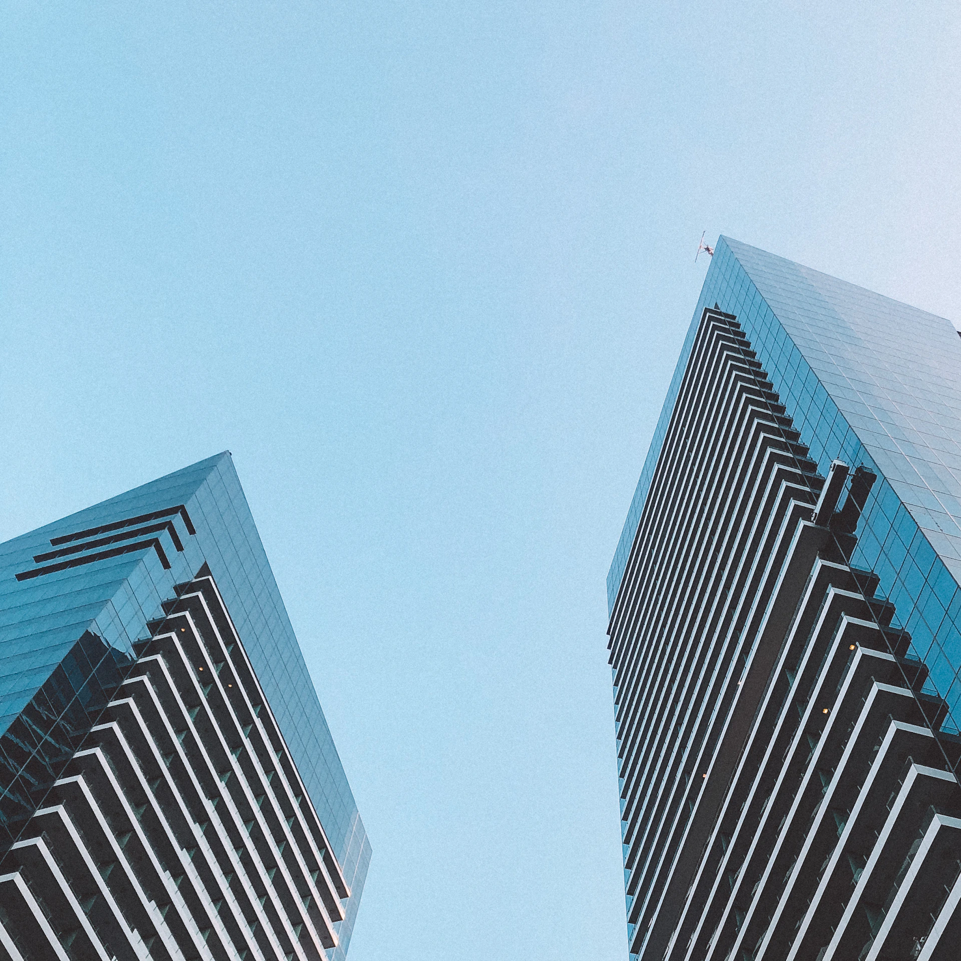 blue and white concrete building