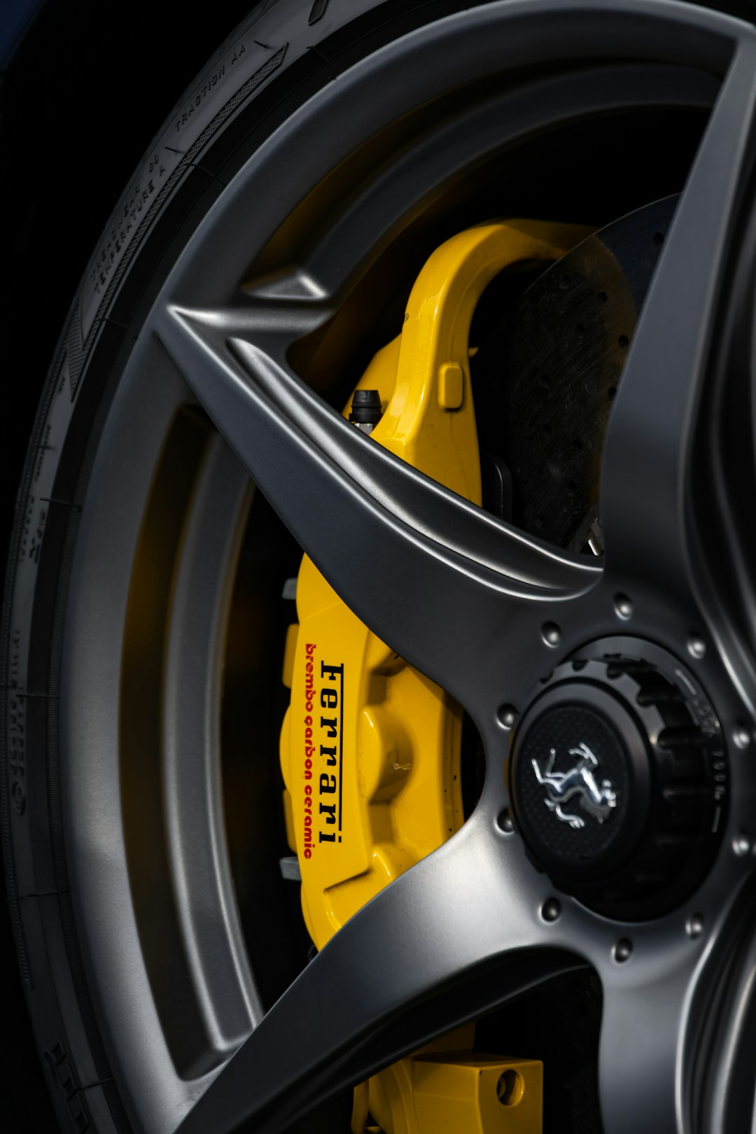 black and yellow car wheel