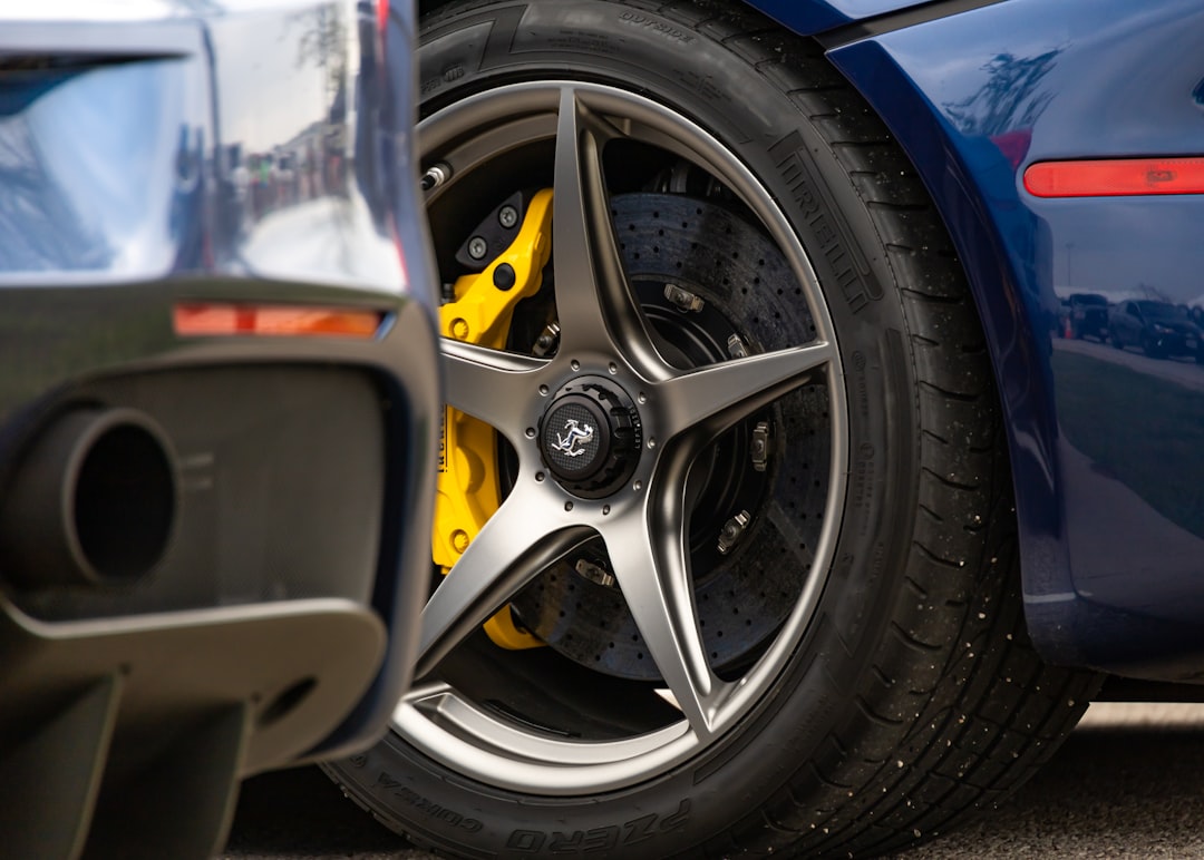 black and yellow car wheel