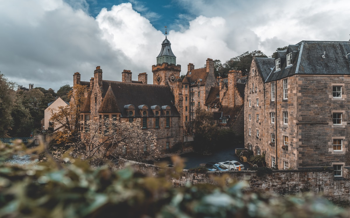 Riverside buildings on the River Tay in Perth, Perth and Kinross, Scotland