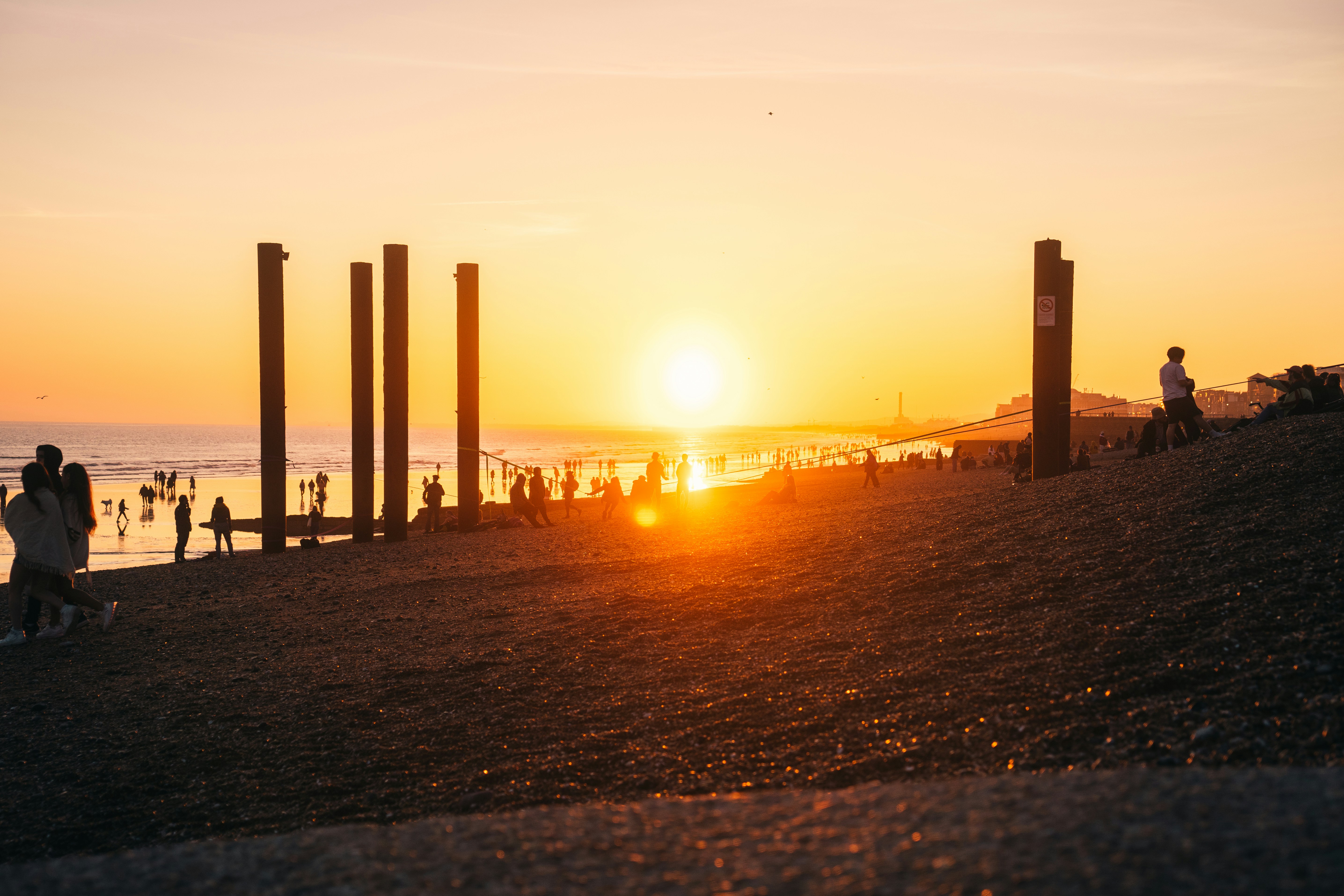 Brighton Beach at sunset