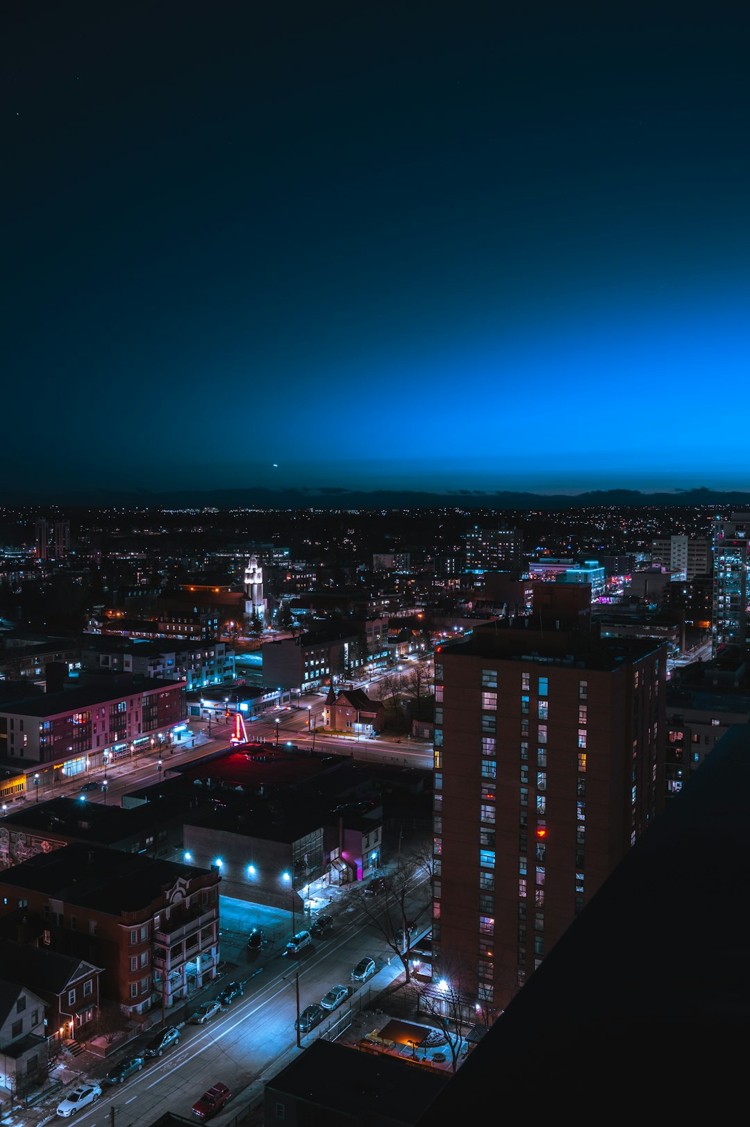 city with high rise buildings during night time