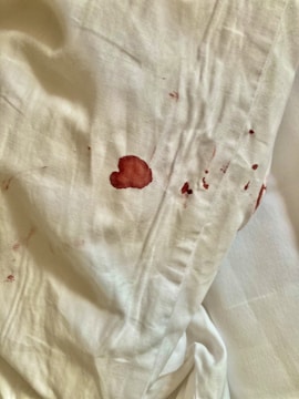 Before and after images showing stained fabric transformed to clean condition.