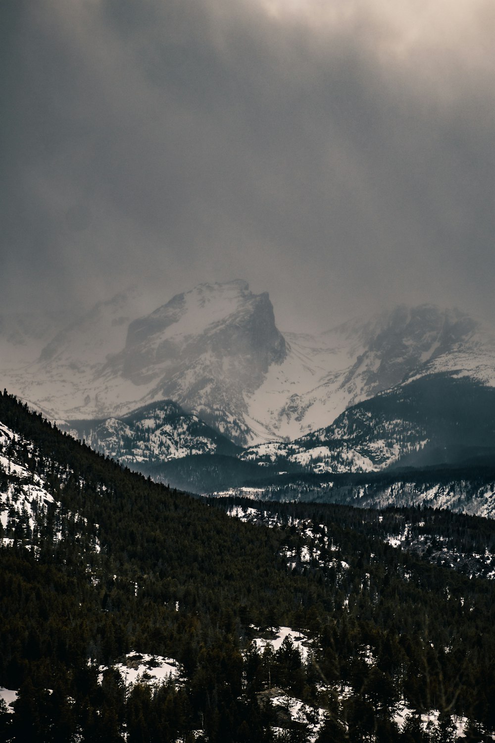 snow covered mountain under cloudy sky during daytime