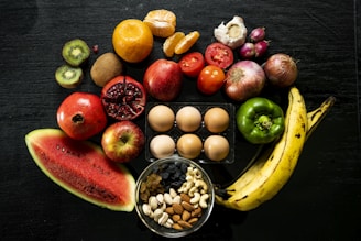 yellow banana red apple and yellow banana fruit