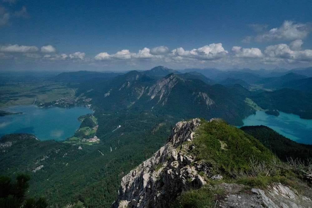 green mountains near body of water under blue sky during daytime