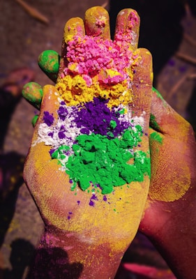 purple yellow and green paint