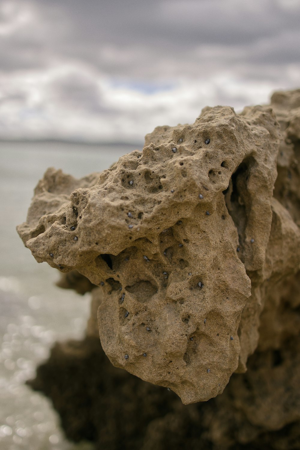 brown rock formation near body of water during daytime