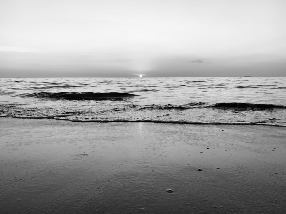 grayscale photo of ocean waves