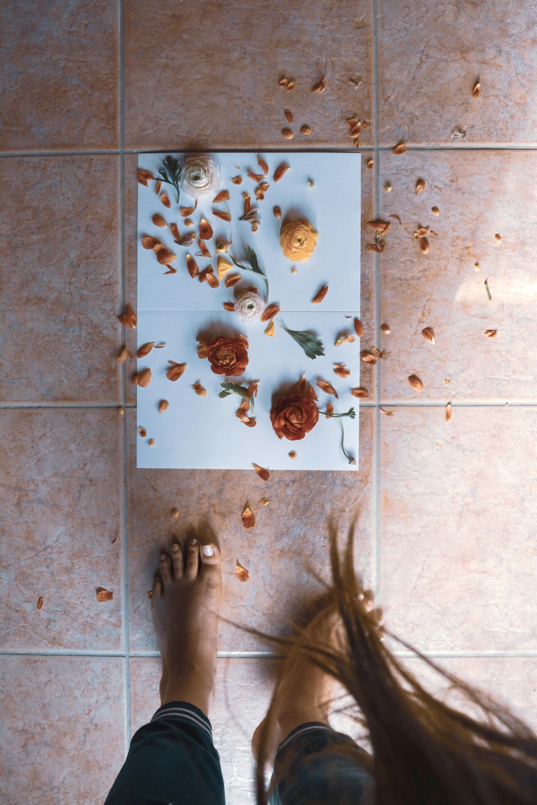 white and brown floral ceramic tiles