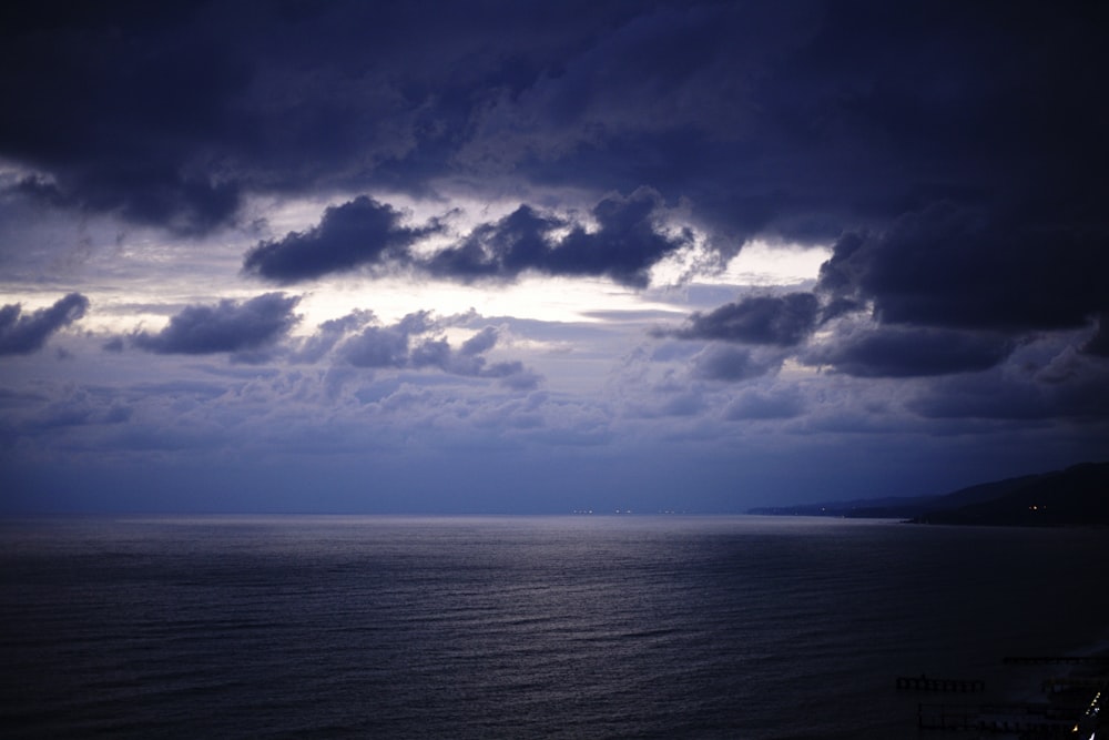 blue sky and white clouds over the sea