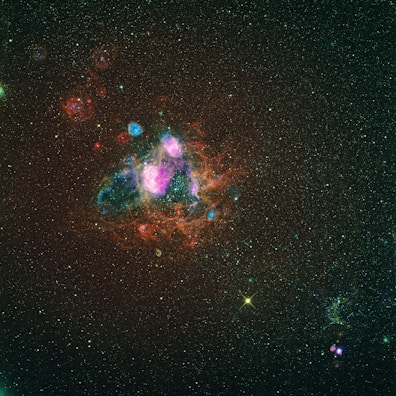 A stunning close-up of a colorful nebula.