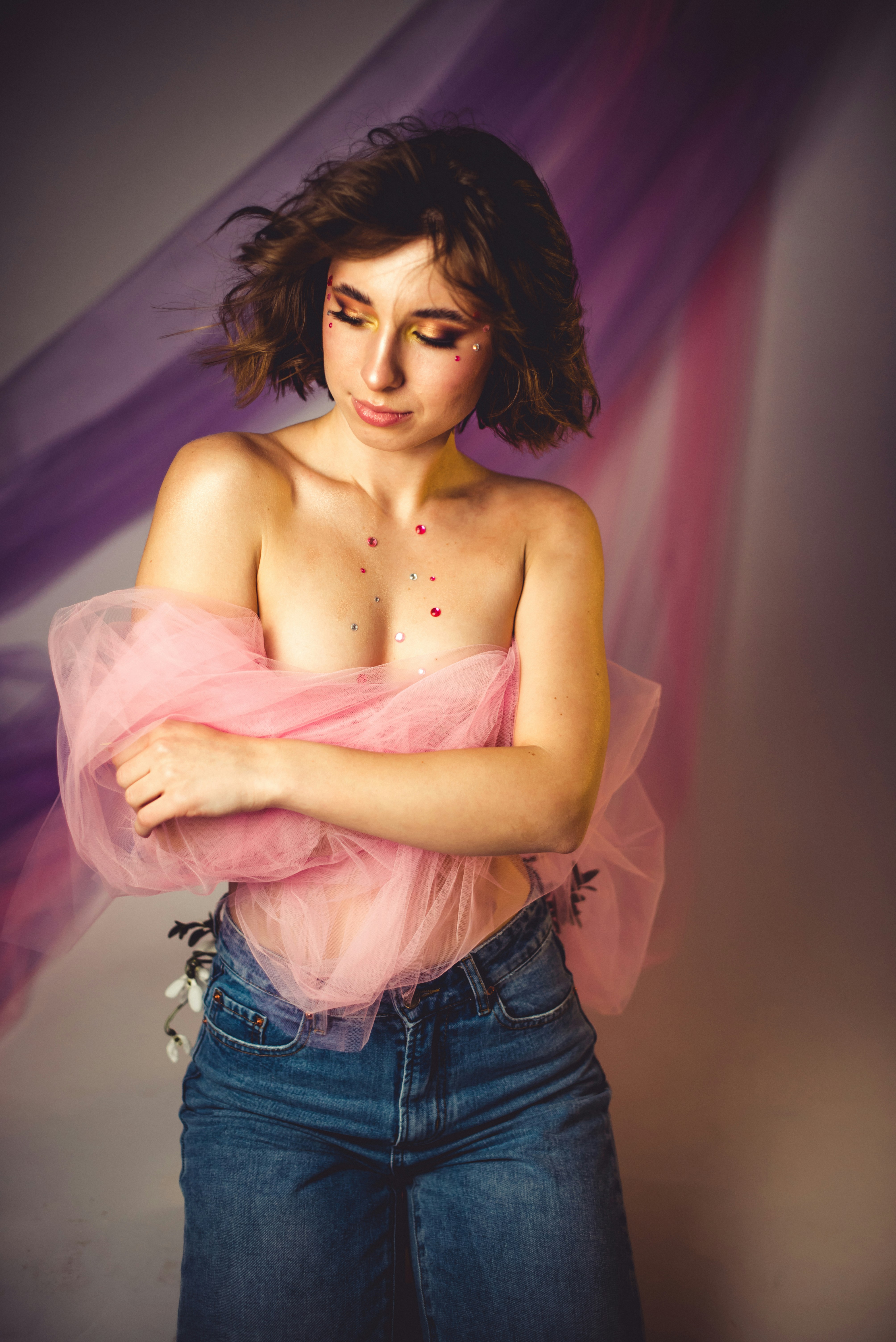 Girls Topless Jeans