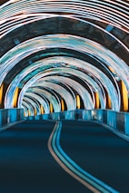 blue and yellow tunnel during daytime