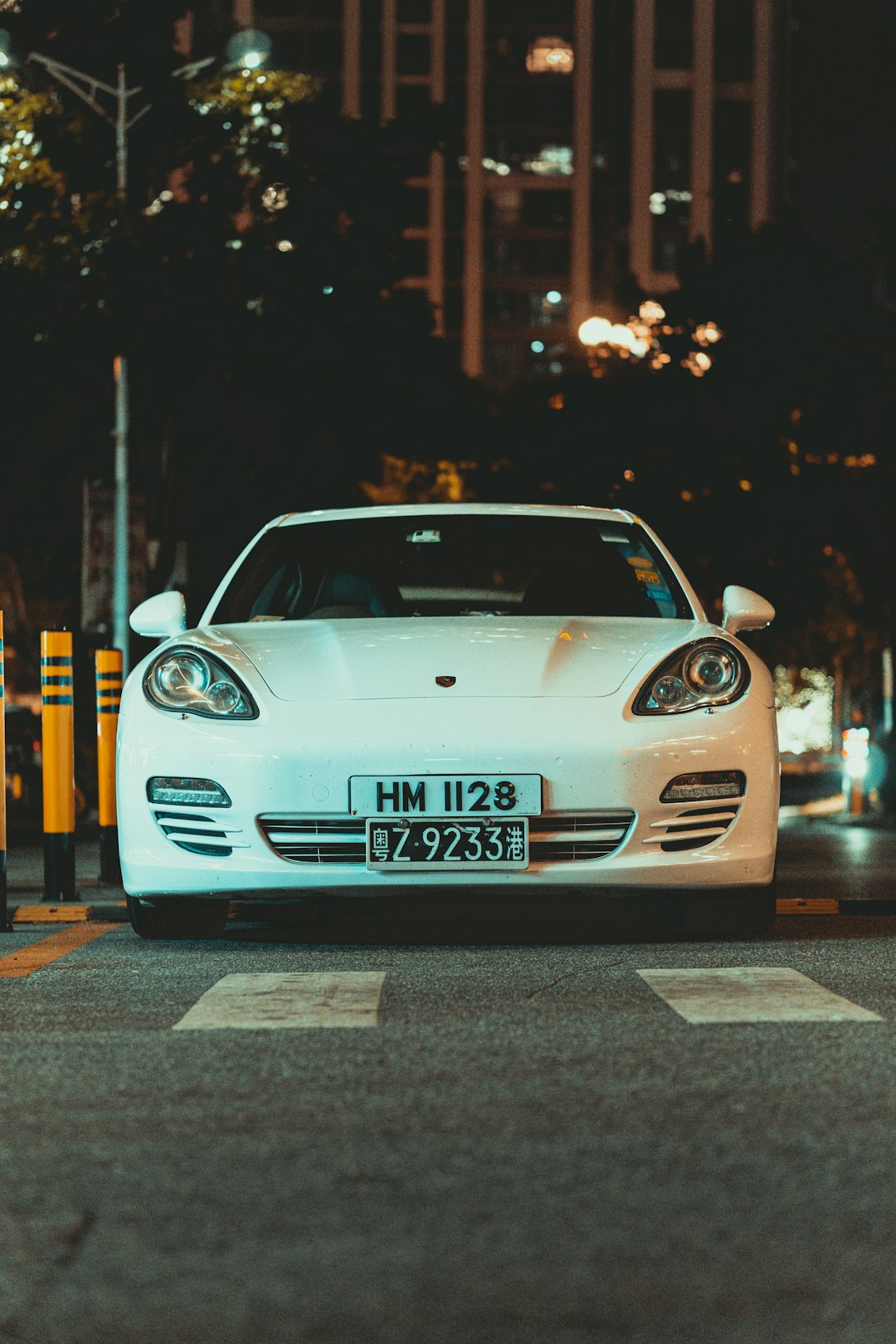 white bmw m 3 on road during night time