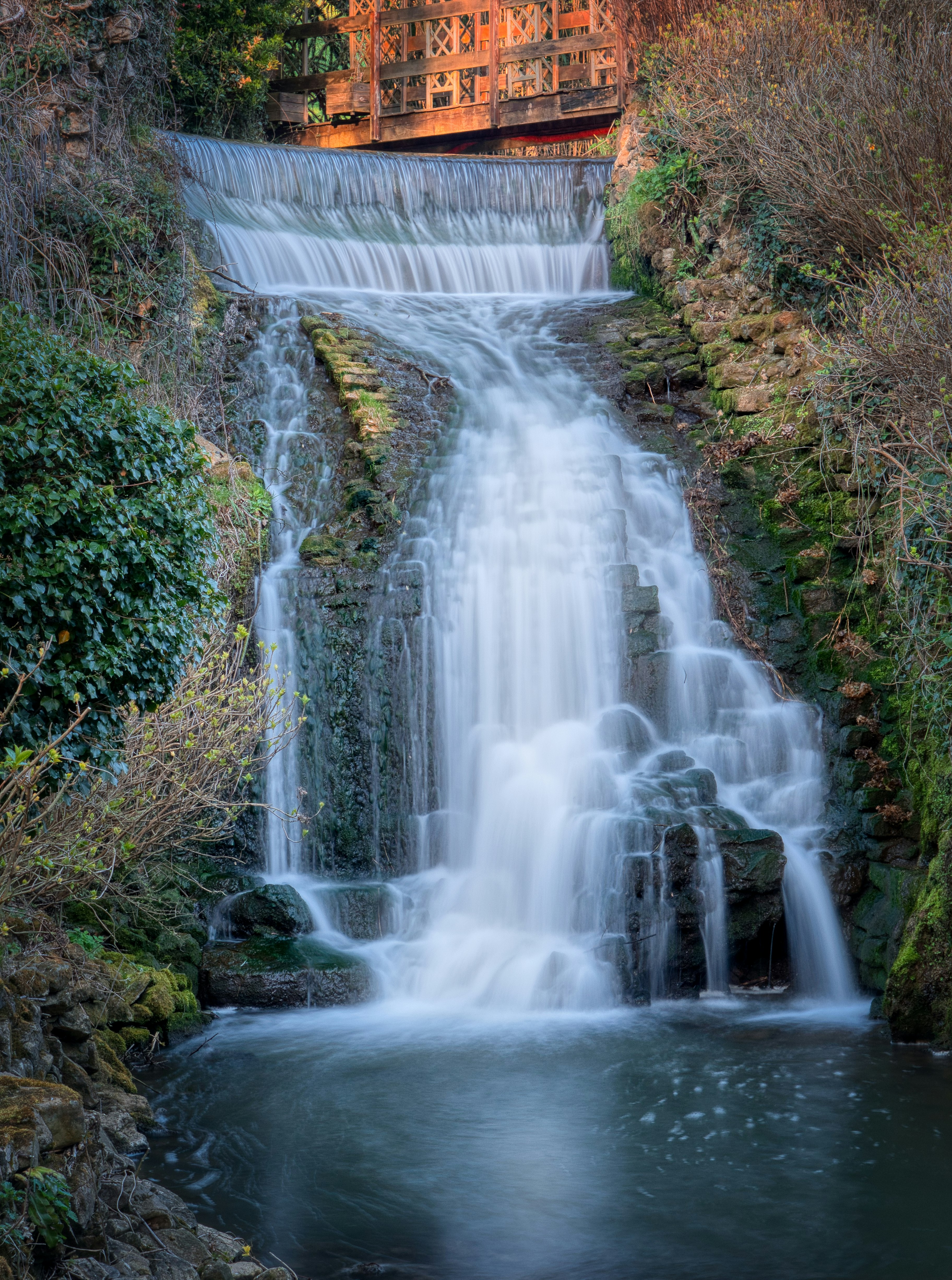 waterfalls in the middle of the forest