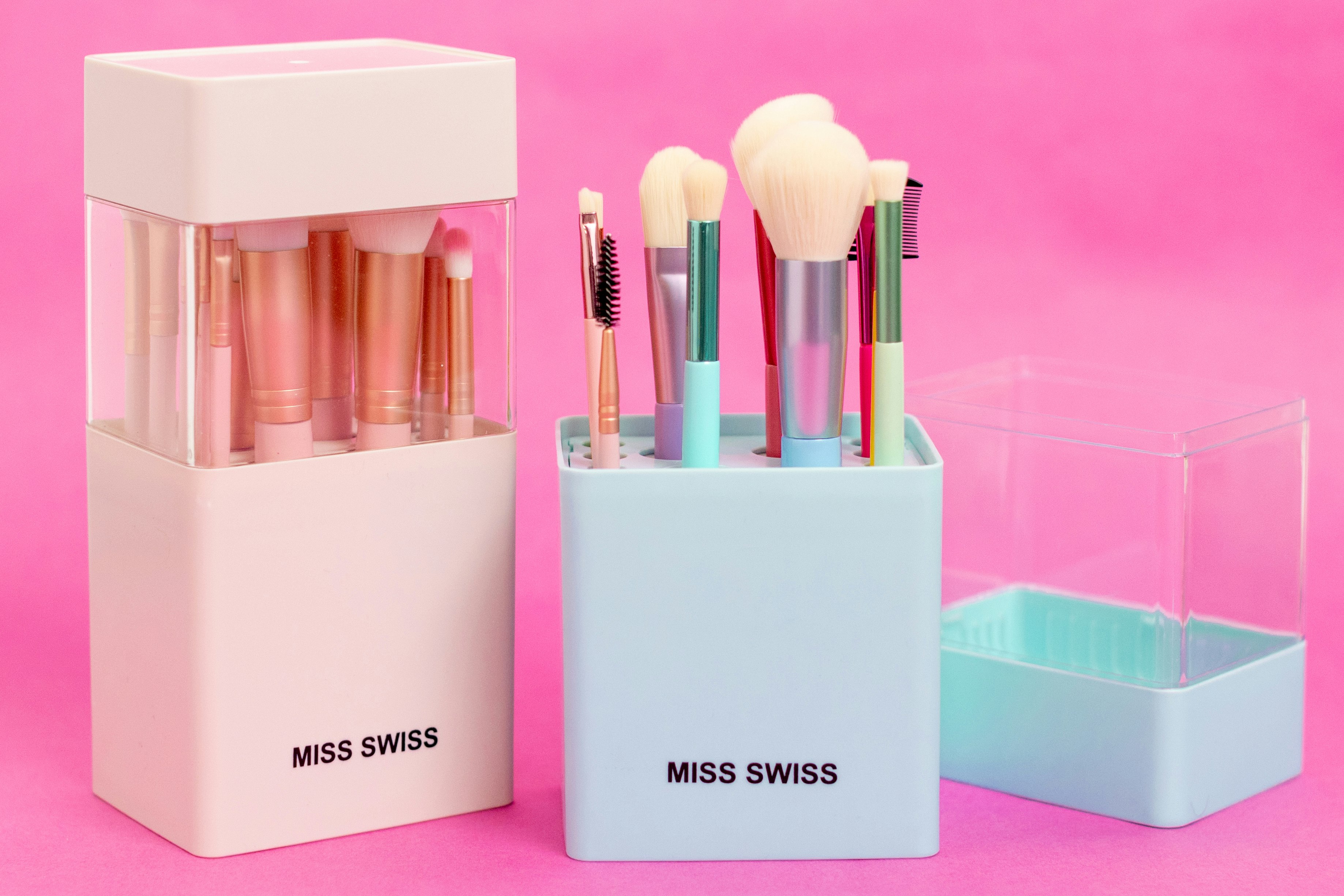 white and pink box with makeup brush