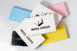 white and black cards on white table