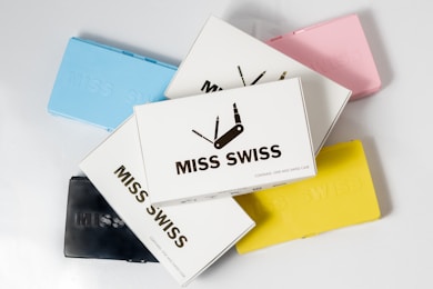 white and black cards on white table