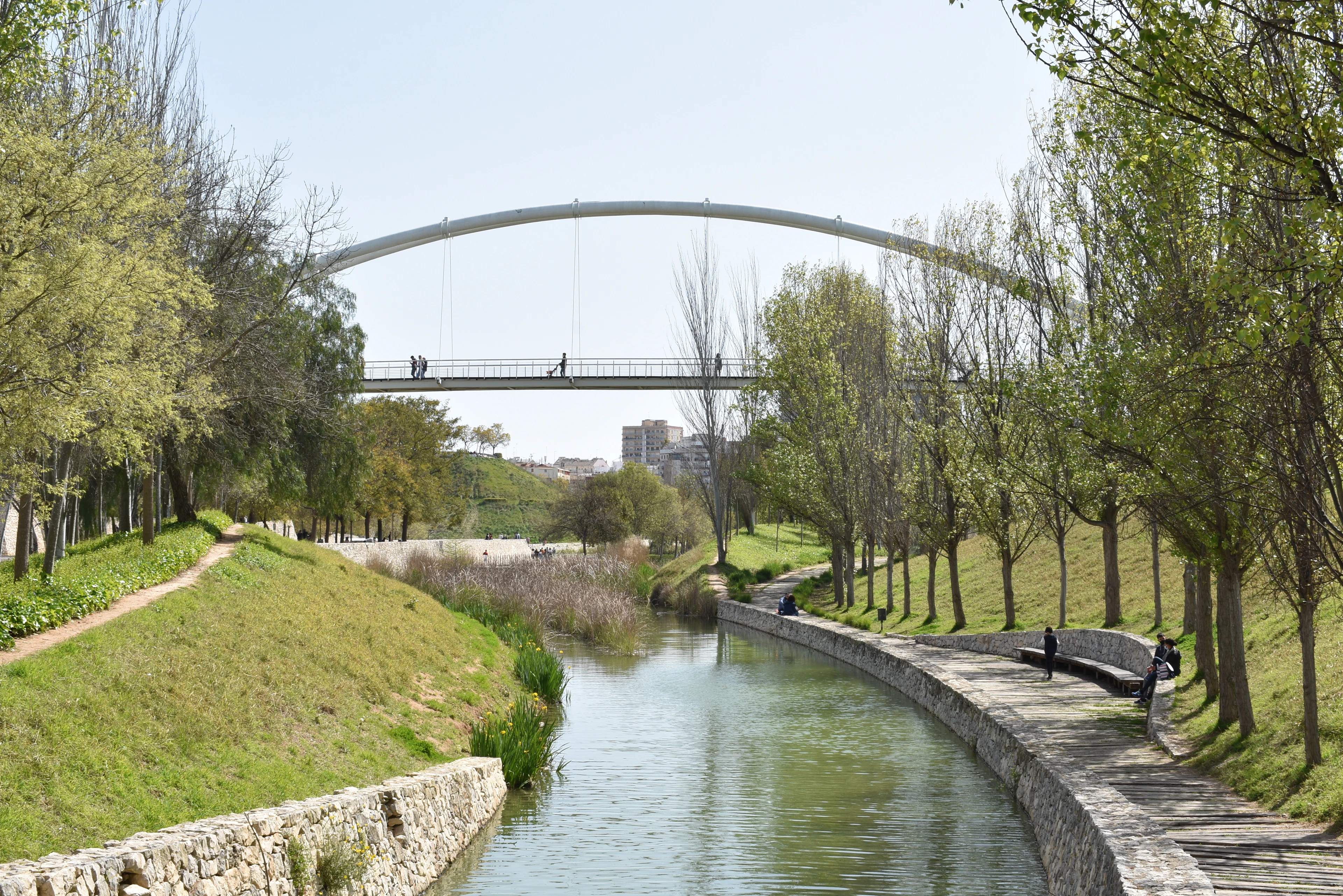 The Turia gardens in Valencia, a bridge crossing the old riverbed