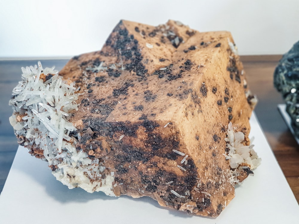 Schwarzbrot mit weißer Sahne auf weißem Keramikteller