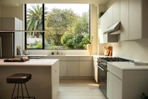 A stylish kitchen interior with functional layout and trendy elements.