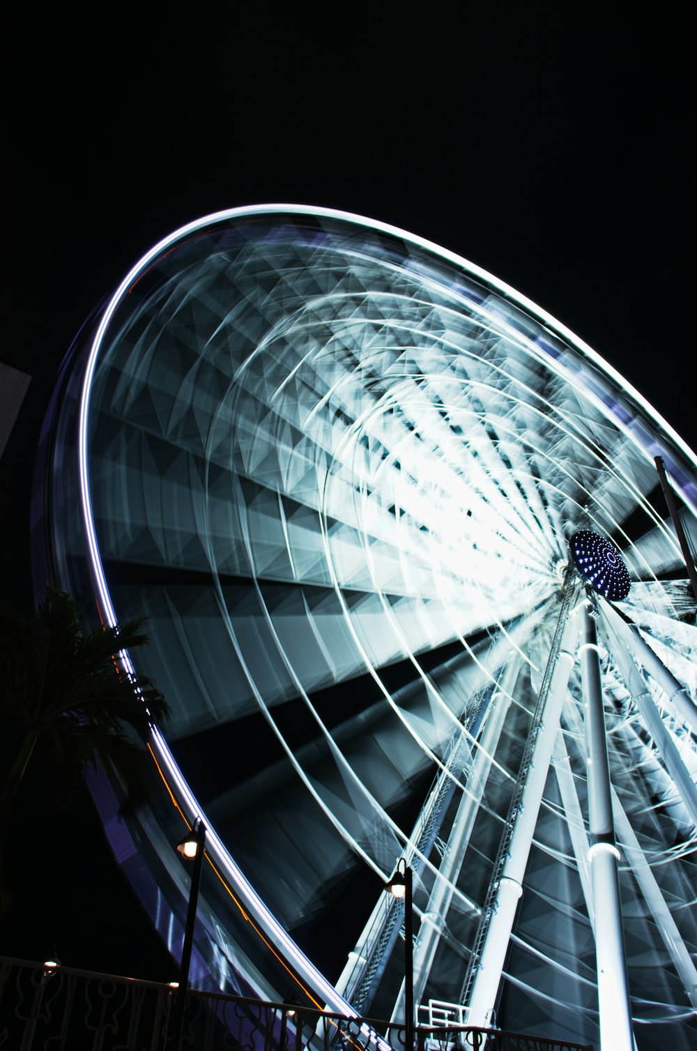 roda gigante branca durante a noite