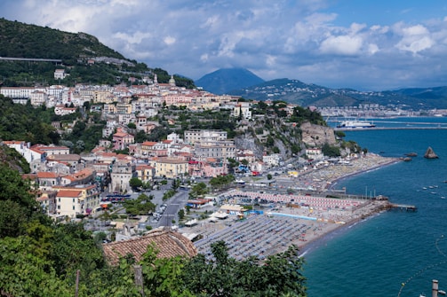 aerial view of city near body of water during daytime