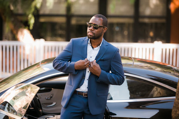 Corporate traveller with a car for business travel