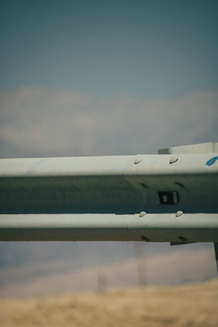 A safety guardrail installation in progress.