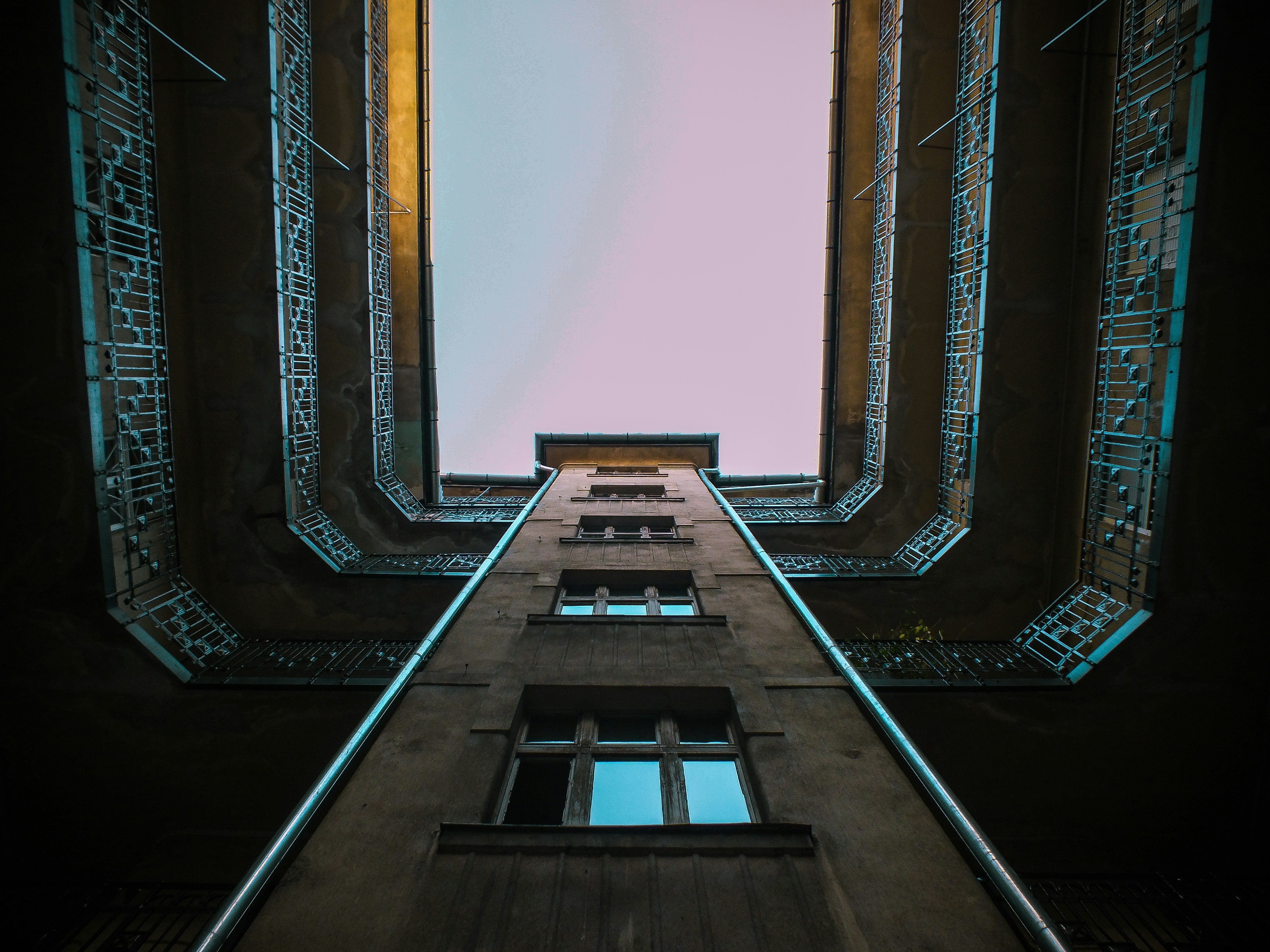 brown wooden staircase with no people